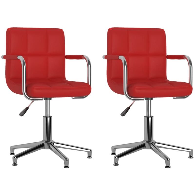 

vidaXL Sillas de comedor giratorias cuero sintético 2 unidades rojo tinto - Rojo