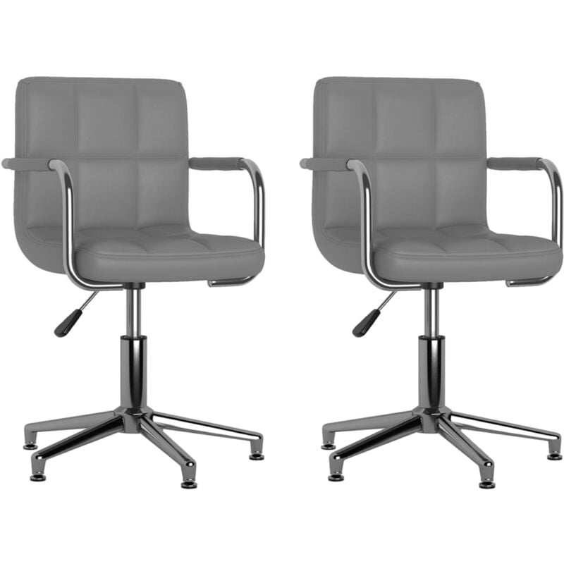 

vidaXL Sillas de comedor giratorias cuero sintético 2 unidades gris - Gris
