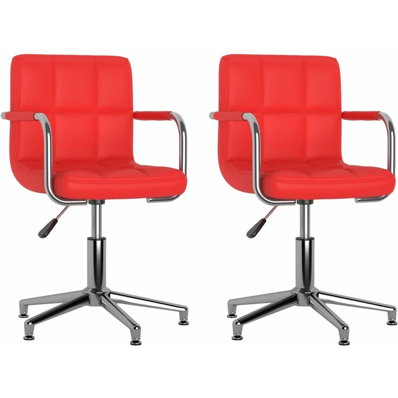 

vidaXL Sillas de comedor giratorias cuero sintético 2 unidades rojo - Rojo
