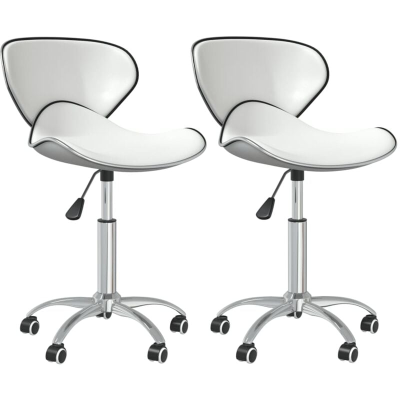 

vidaXL Sillas de comedor giratorias 2 unidades cuero sintético blanco - Blanco