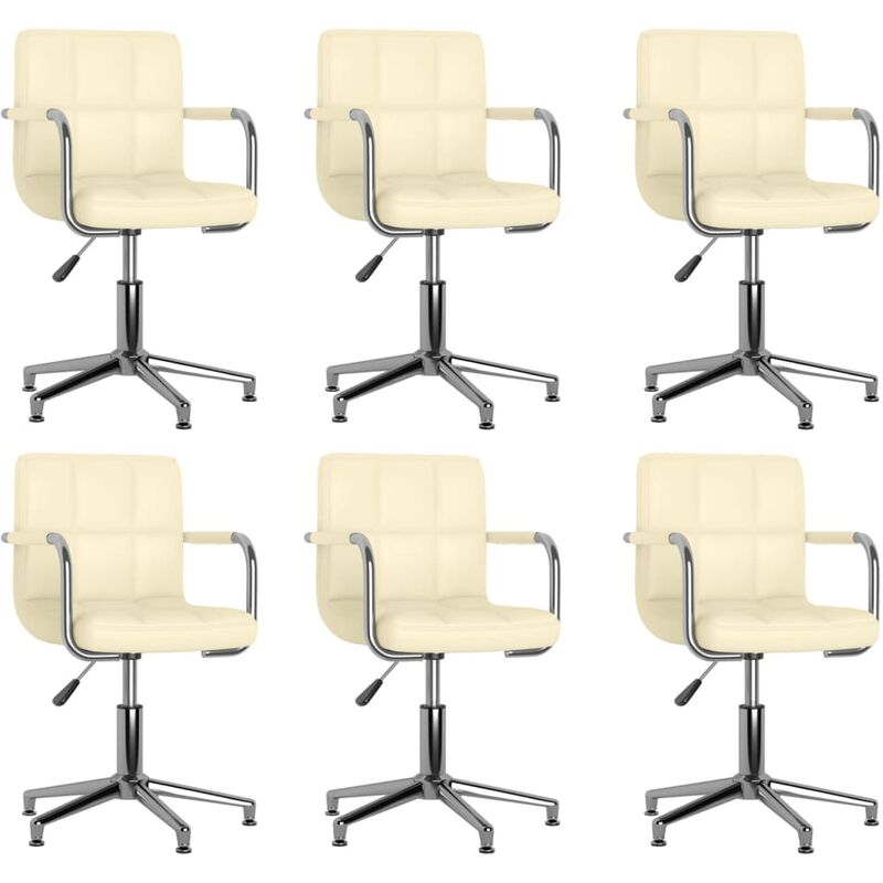 

vidaXL Sillas de comedor giratorias cuero sintético 6 unidades color crema - Crema