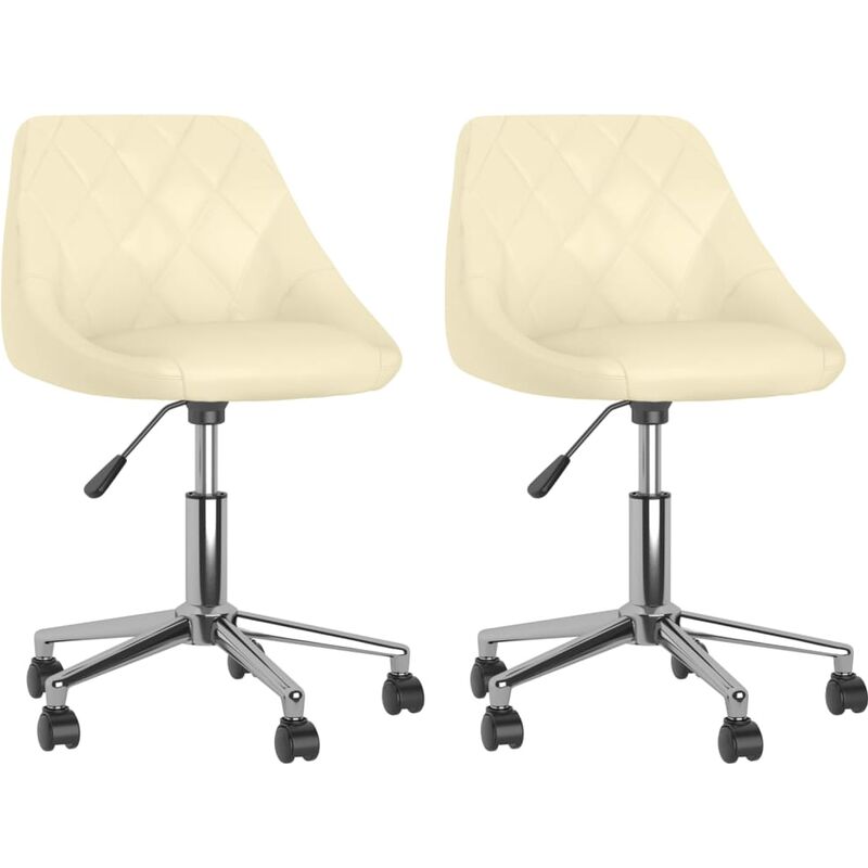 

vidaXL Sillas de comedor giratorias 2 unidades cuero sintético crema - Crema