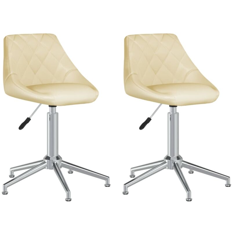 

vidaXL Sillas de comedor giratorias 2 unidades cuero sintético crema - Crema