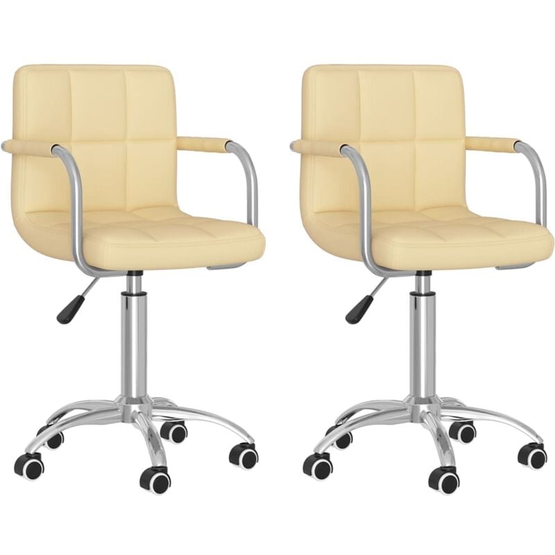

vidaXL Sillas de comedor giratorias cuero sintético 2 uds crema - Crema