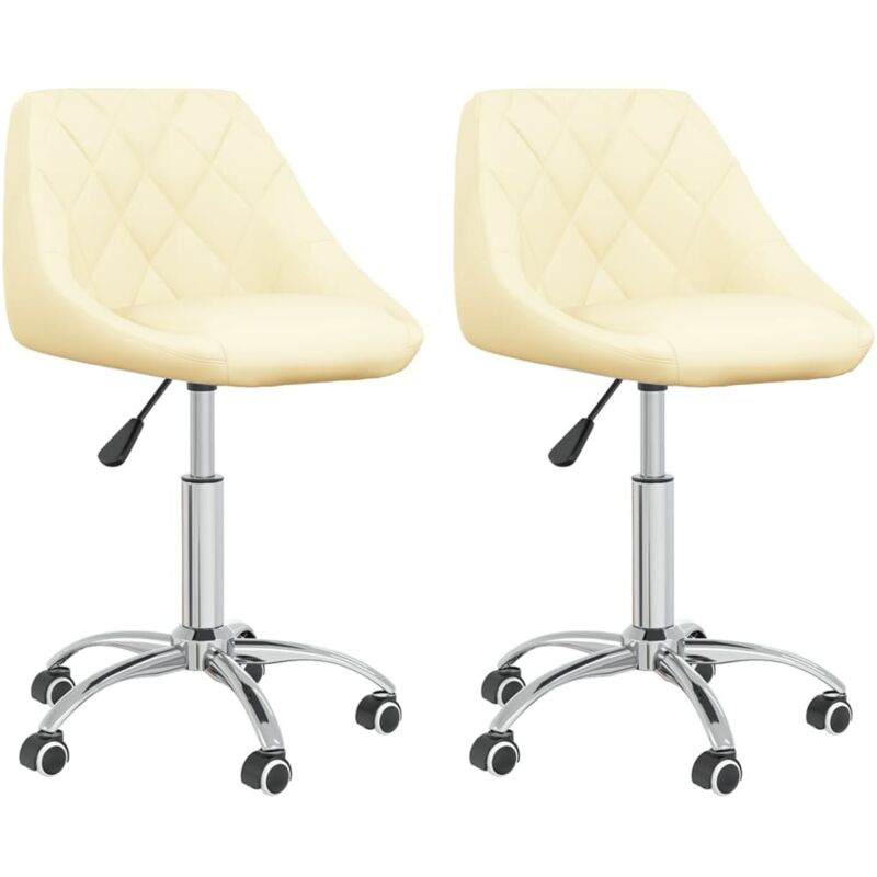 

vidaXL Sillas de comedor giratorias 2 unidades cuero sintético crema - Crema