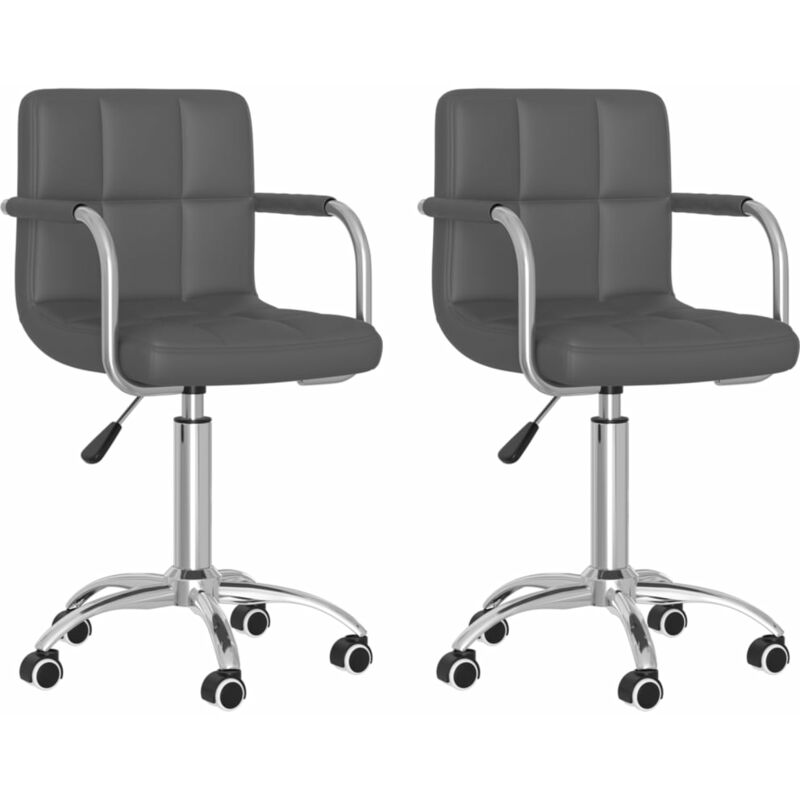 

vidaXL Sillas de comedor giratorias cuero sintético 2 uds gris - Gris