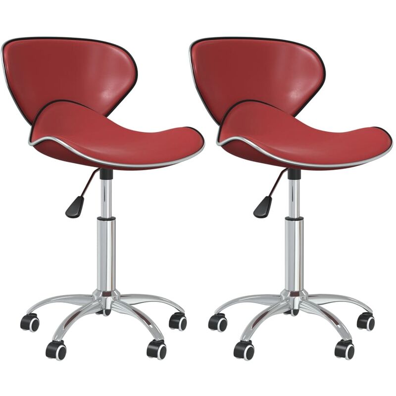 

vidaXL Sillas de comedor giratorias cuero sintético 2 unidades rojo tinto - Rojo
