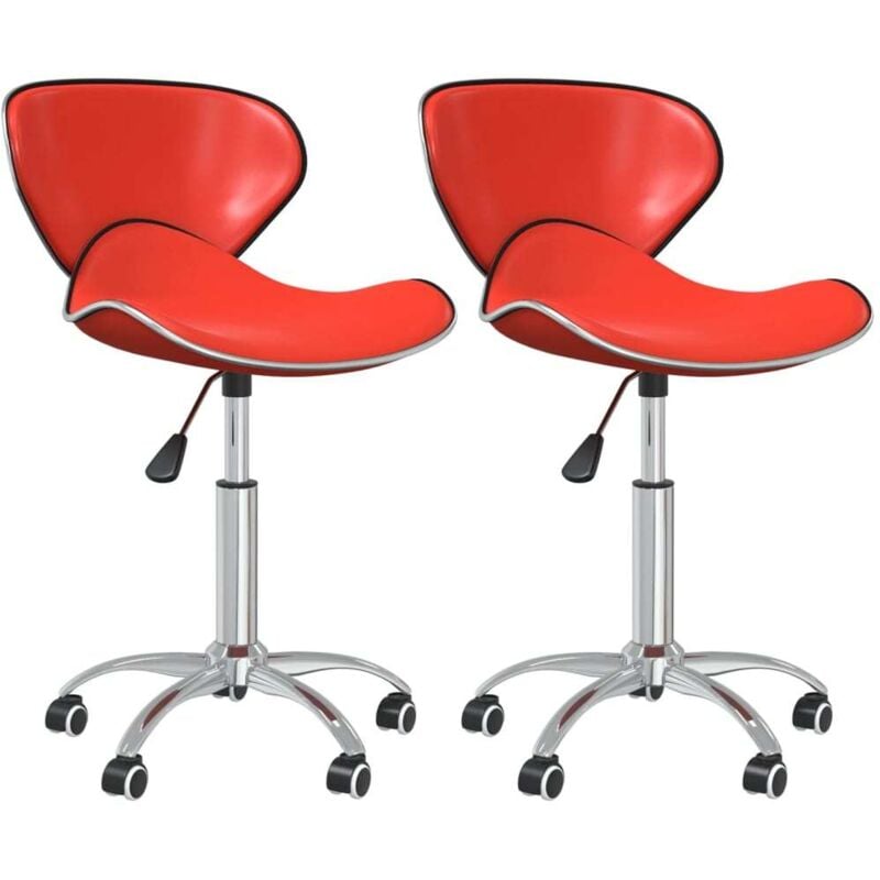 

vidaXL Sillas de comedor giratorias cuero sintético 2 unidades rojo - Rojo