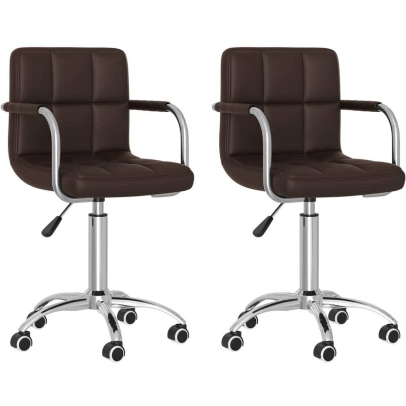 

vidaXL Sillas de comedor giratorias cuero sintético 2 uds marrón - Marrón