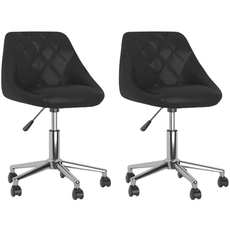

vidaXL Sillas de comedor giratorias 2 unidades cuero sintético negro - Negro