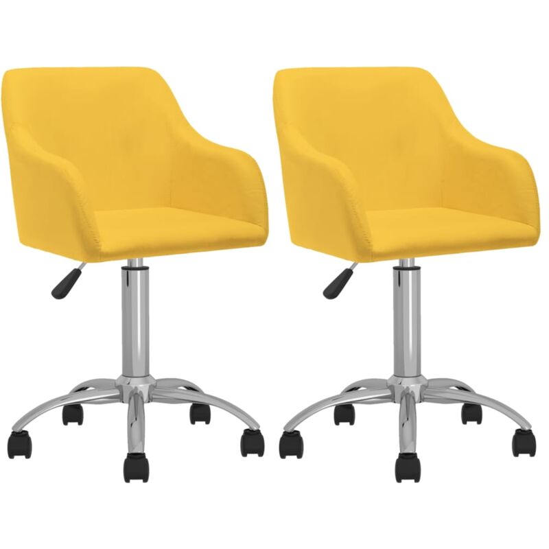 

vidaXL Sillas de comedor giratorias 2 unidades tela amarillo - Amarillo
