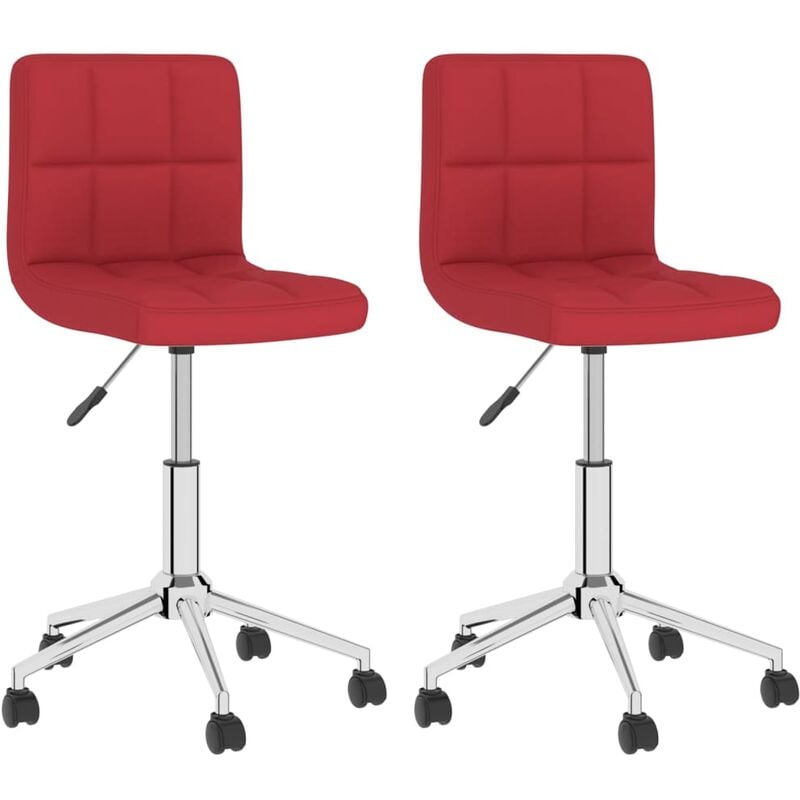 

vidaXL Sillas de comedor giratorias 2 unidades tela rojo tinto - Rojo