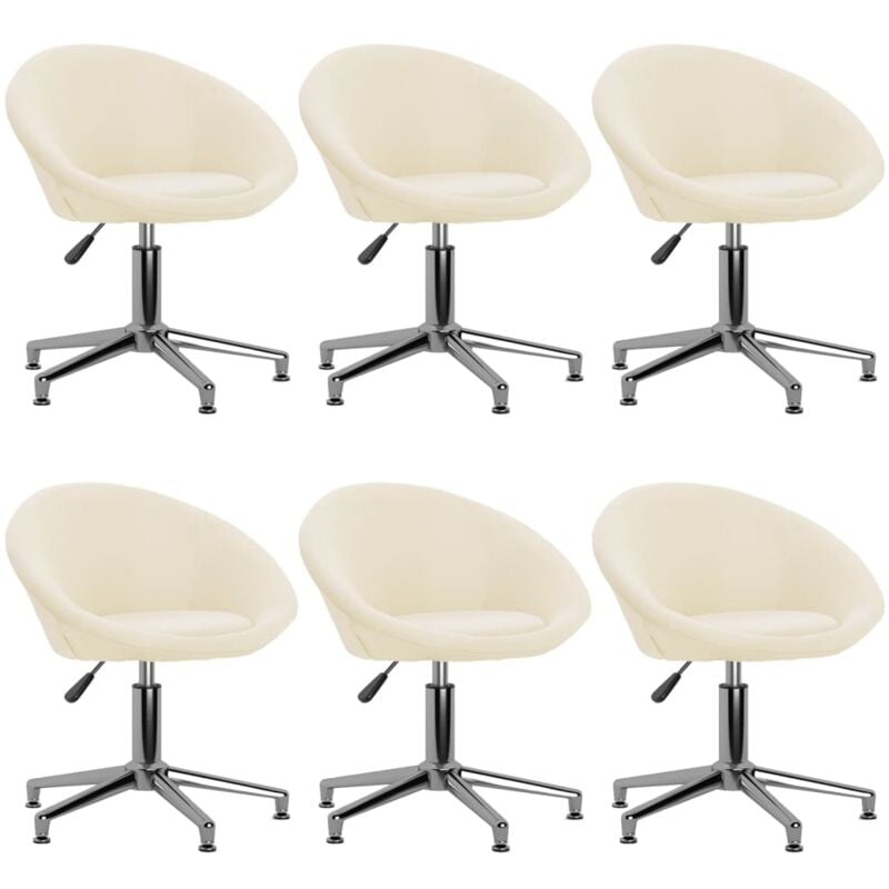 

vidaXL Sillas de comedor giratorias tela 6 uds color crema - Crema