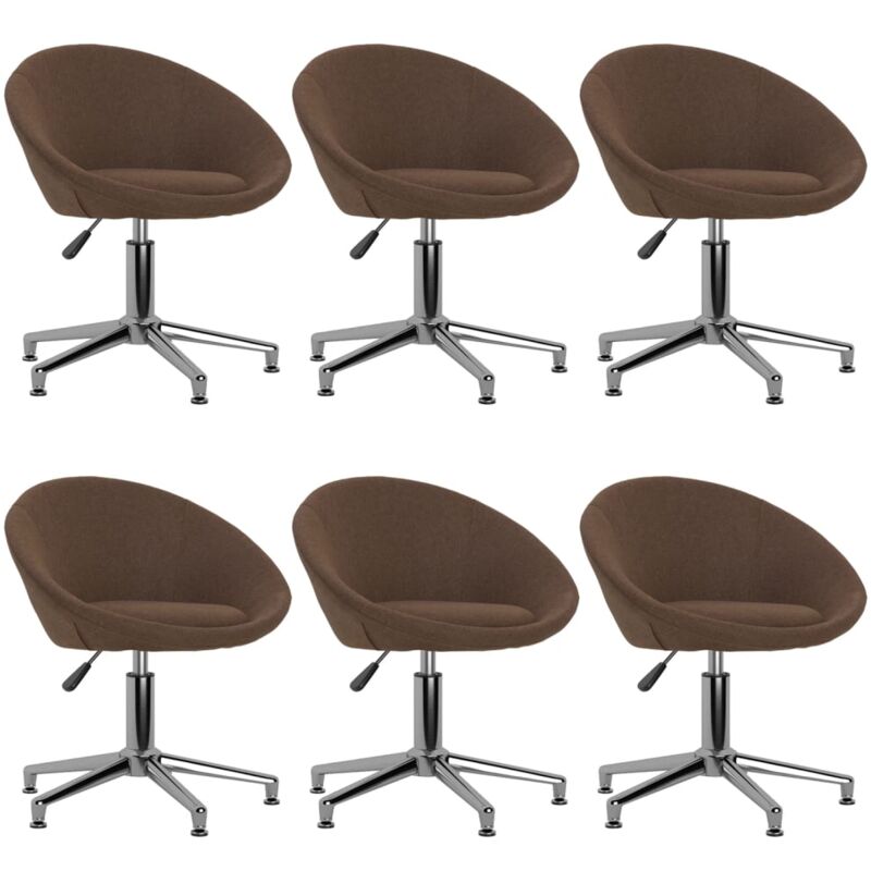 

vidaXL Sillas de comedor giratorias tela 6 uds marrón - Marrón