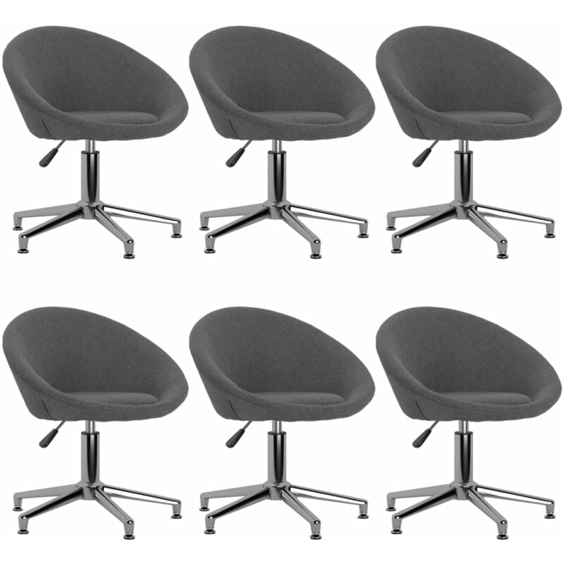 

vidaXL Sillas de comedor giratorias tela 6 uds gris oscuro - Gris