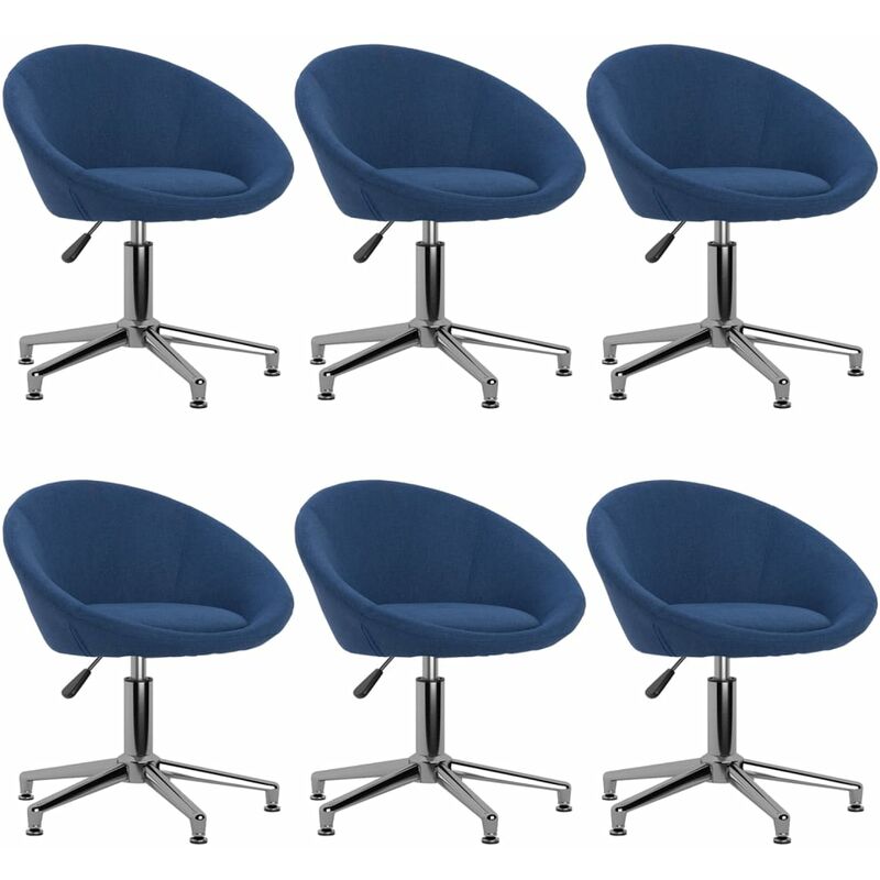 

vidaXL Sillas de comedor giratorias tela 6 uds azul - Azul