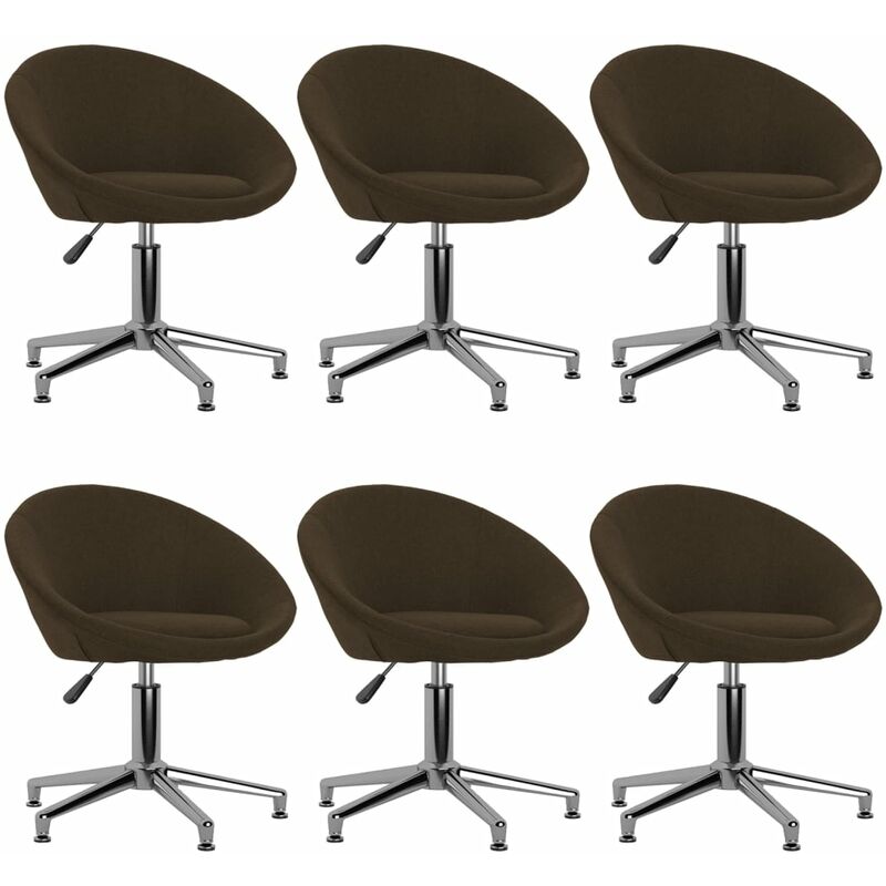 

vidaXL Sillas de comedor giratorias tela 6 uds marrón oscuro - Marrón