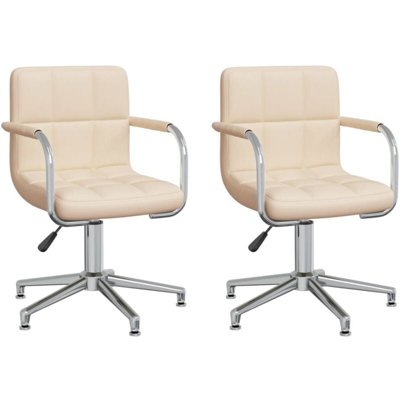 

vidaXL Sillas de comedor giratorias tela 2 unidades color crema - Crema