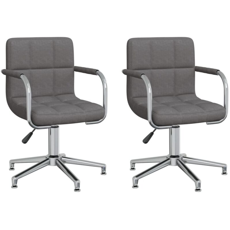 

vidaXL Sillas de comedor giratorias tela 2 unidades gris oscuro - Gris