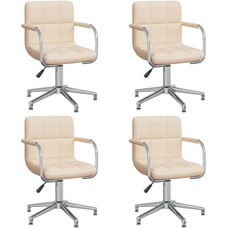 

vidaXL Sillas de comedor giratorias tela 4 unidades color crema - Crema