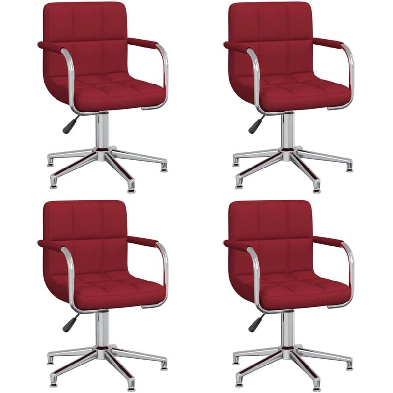 

vidaXL Sillas de comedor giratorias tela 4 unidades rojo vino tinto - Rojo