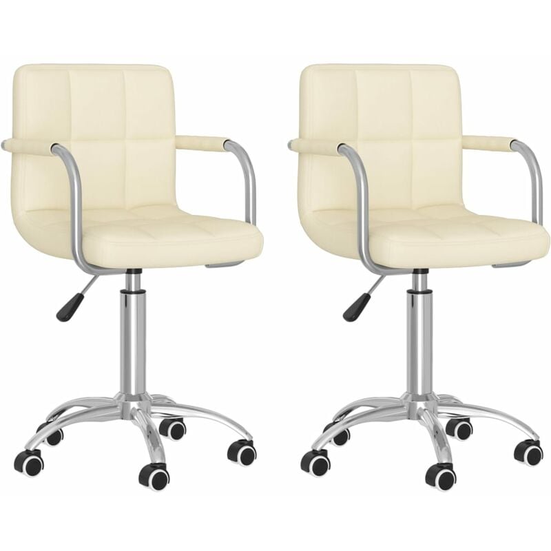 

vidaXL Sillas de comedor giratorias tela 2 uds color crema - Crema