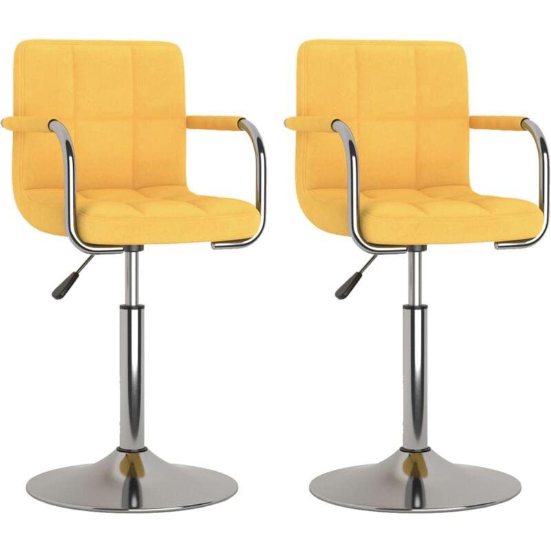 

vidaXL Sillas de comedor giratorias de tela 2 uds amarillo mostaza - Amarillo