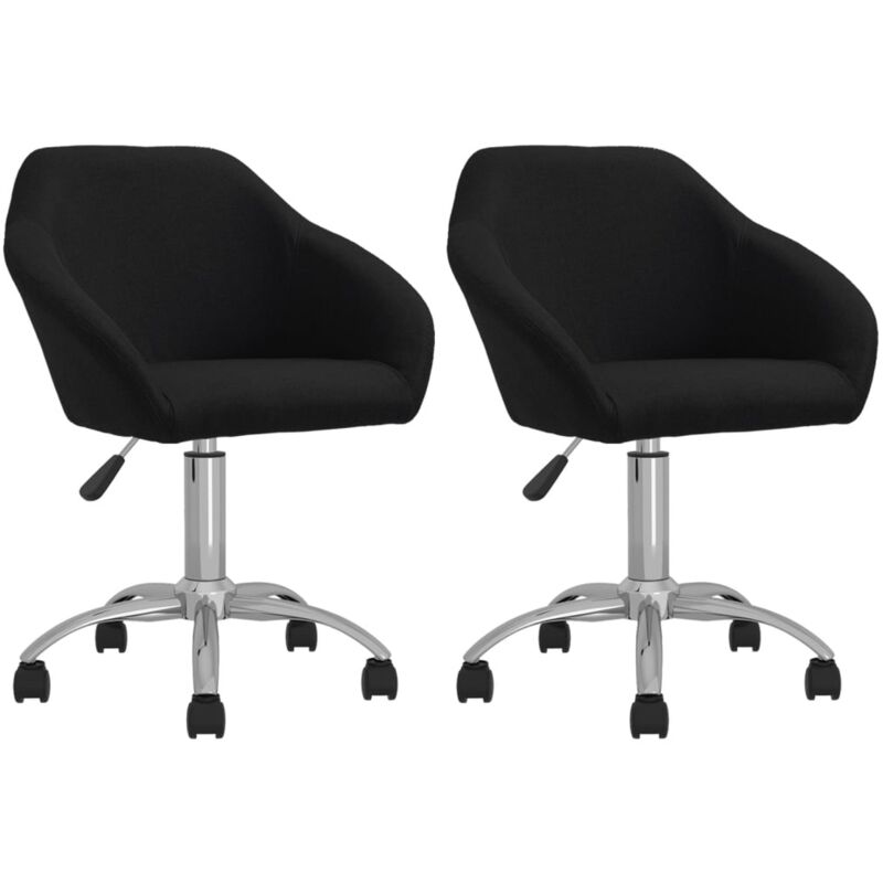 

vidaXL Sillas de comedor giratorias 2 unidades tela negro - Negro