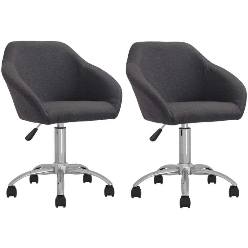 

vidaXL Sillas de comedor giratorias 2 unidades tela gris oscuro - Gris