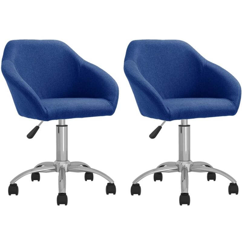 

vidaXL Sillas de comedor giratorias 2 unidades tela azul - Azul