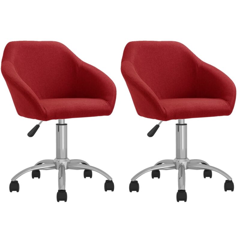 

vidaXL Sillas de comedor giratorias 2 unidades tela rojo vino tinto - Rojo