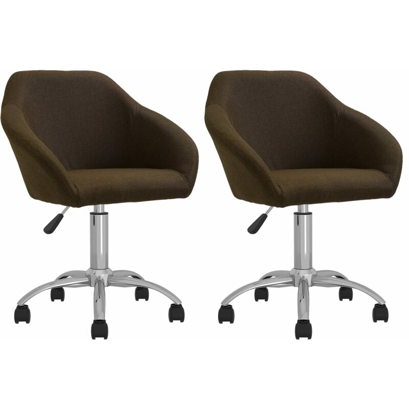 

vidaXL Sillas de comedor giratorias 2 unidades tela marrón oscuro - Marrón