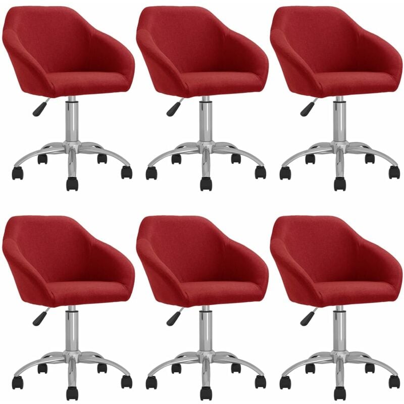 

vidaXL Sillas de comedor giratorias 6 unidades tela color vino tinto - Rojo