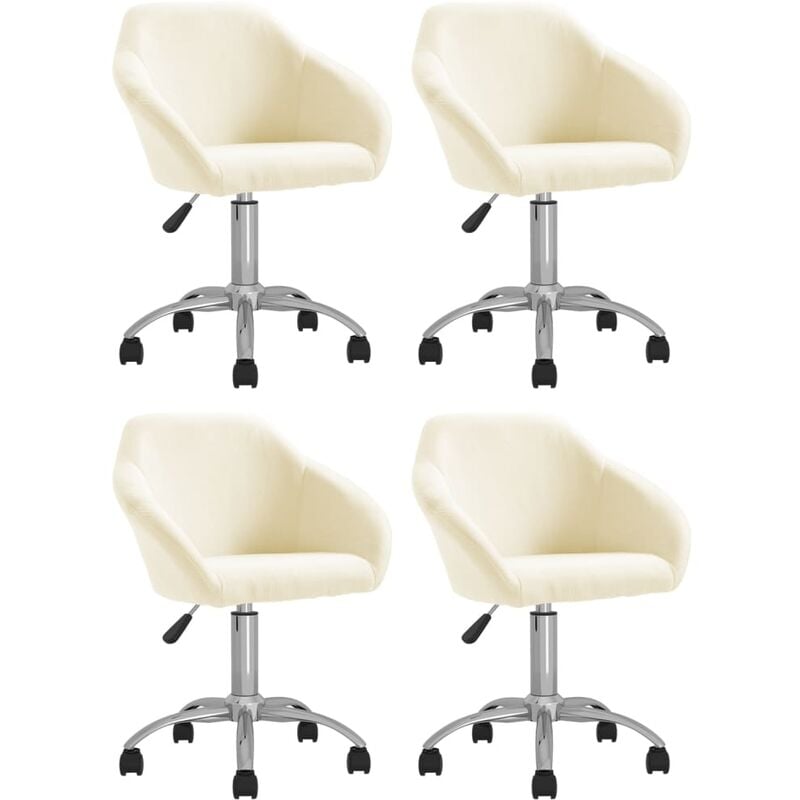

vidaXL Sillas de comedor giratorias 4 unidades tela color crema - Crema