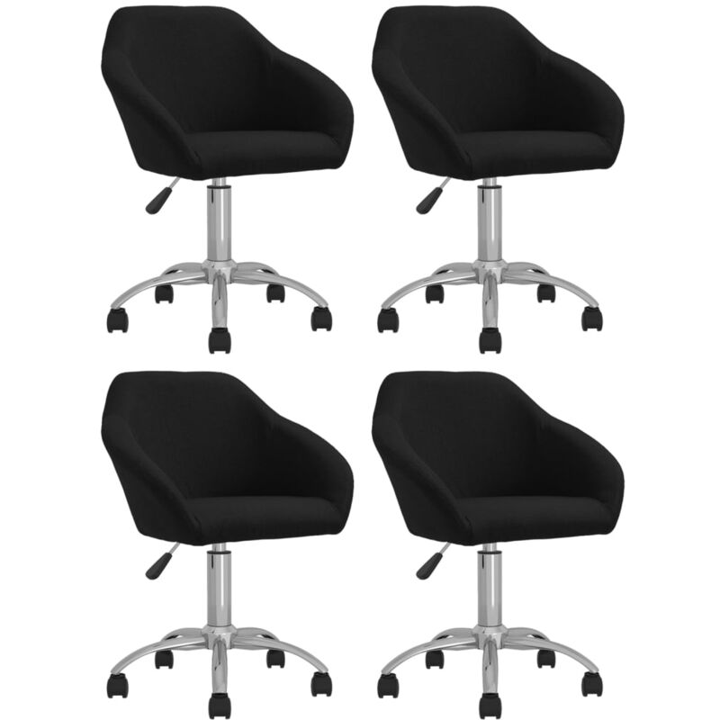 

vidaXL Sillas de comedor giratorias 4 unidades tela negro - Negro