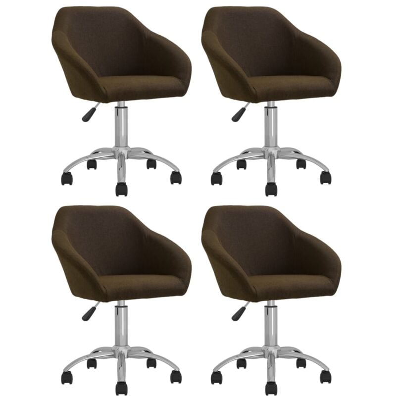 

vidaXL Sillas de comedor giratorias 4 unidades tela marrón oscuro - Marrón