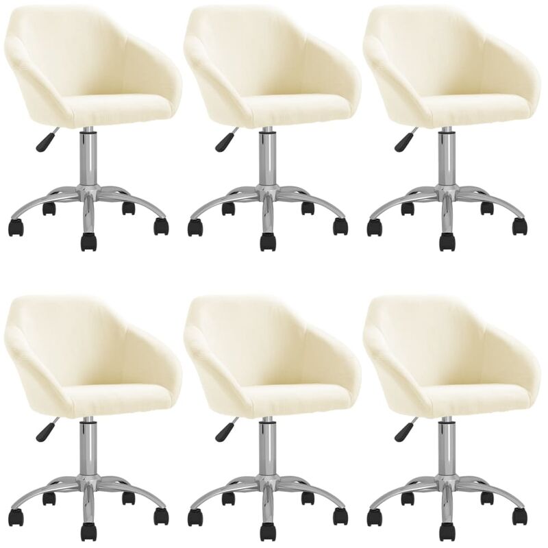 

vidaXL Sillas de comedor giratorias 6 unidades tela color crema - Crema
