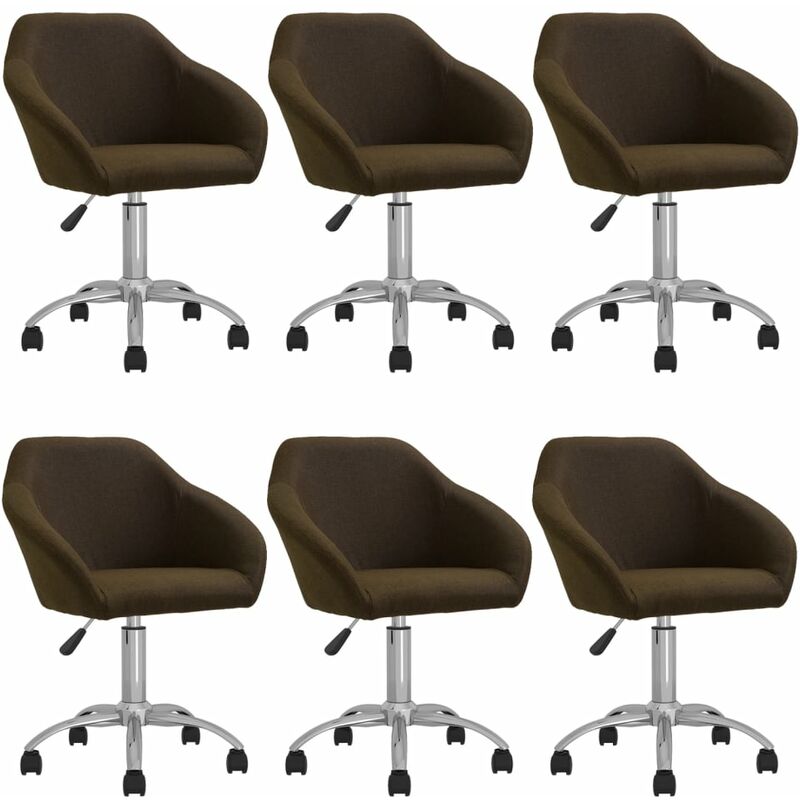 

vidaXL Sillas de comedor giratorias 6 unidades tela marrón oscuro - Marrón