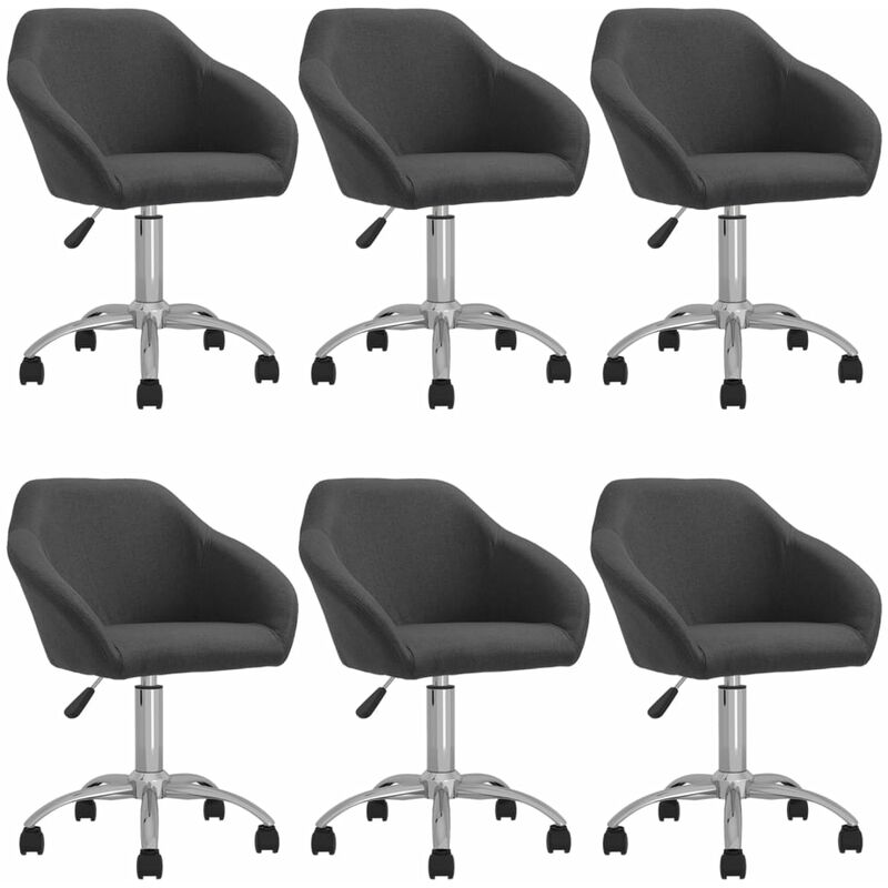 

vidaXL Sillas de comedor giratorias 6 unidades tela gris oscuro - Gris