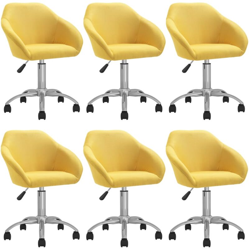 

vidaXL Sillas de comedor giratorias 6 unidades tela amarillo - Amarillo