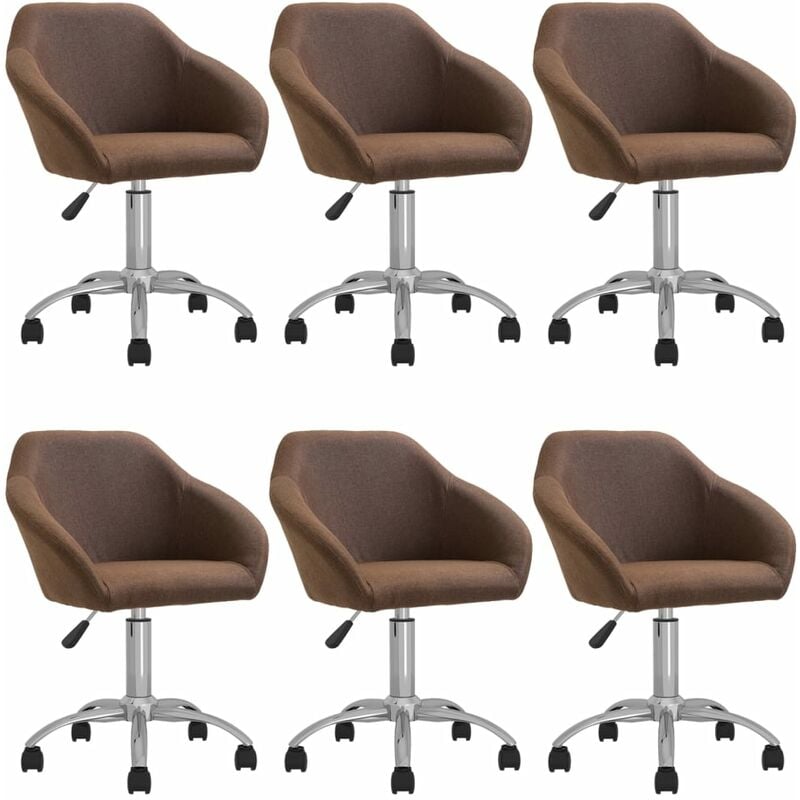 

vidaXL Sillas de comedor giratorias 6 unidades tela marrón - Marrón