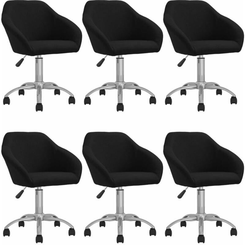 

vidaXL Sillas de comedor giratorias 6 unidades tela negro - Negro