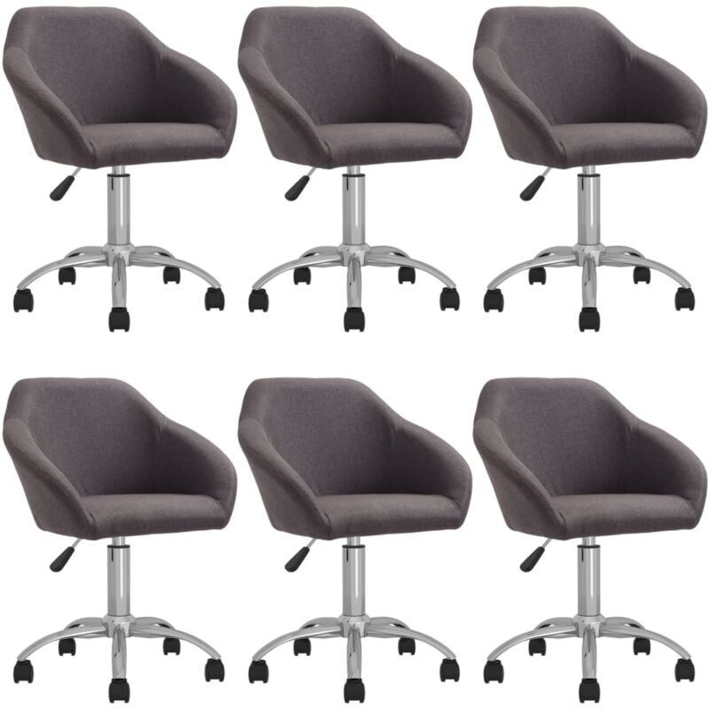 

vidaXL Sillas de comedor giratorias 6 unidades tela color gris taupe - Gris Topo
