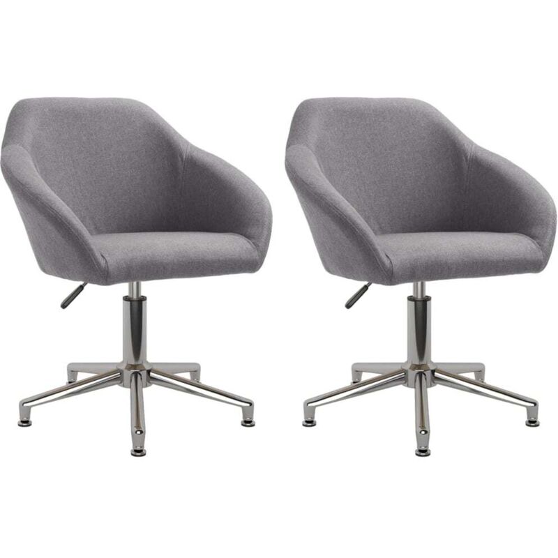 

vidaXL Sillas de comedor giratorias 2 unidades tela gris claro - Gris