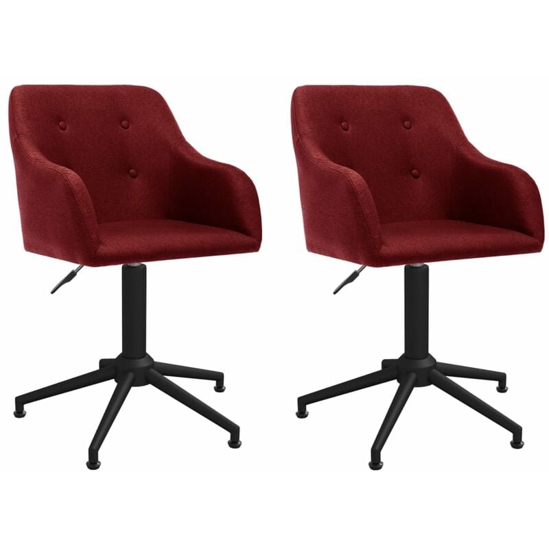 

vidaXL Sillas de comedor giratorias 2 unidades tela rojo vino tinto - Rojo