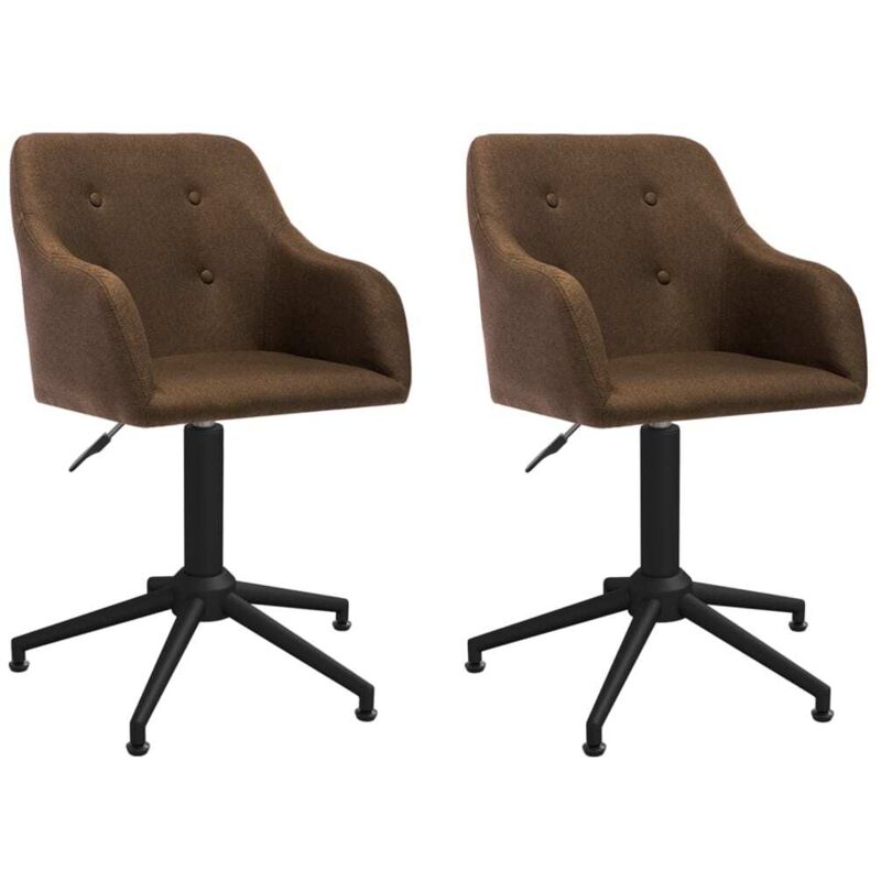 

vidaXL Sillas de comedor giratorias 2 unidades tela marrón - Marrón