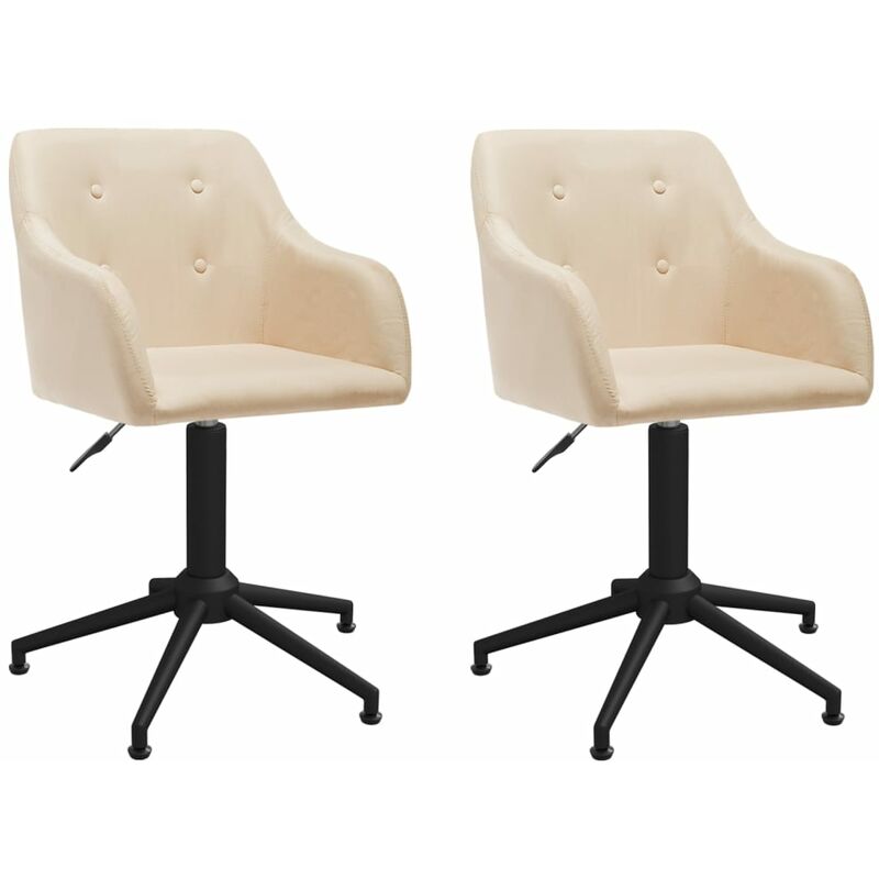 

vidaXL Sillas de comedor giratorias 2 unidades tela color crema - Crema