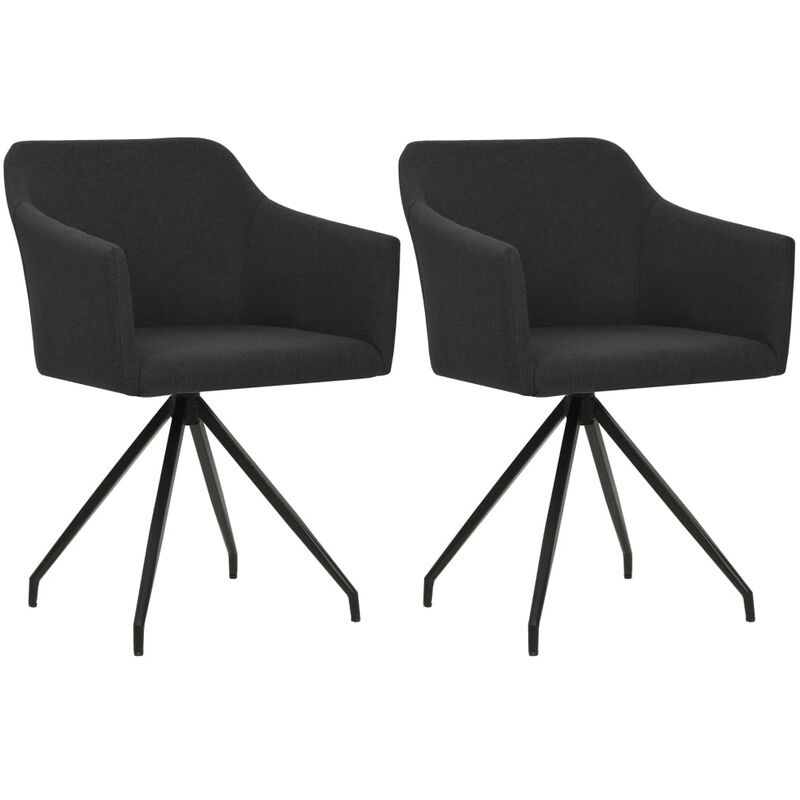 

vidaXL Sillas de comedor giratorias 2 unidades tela negro - Negro
