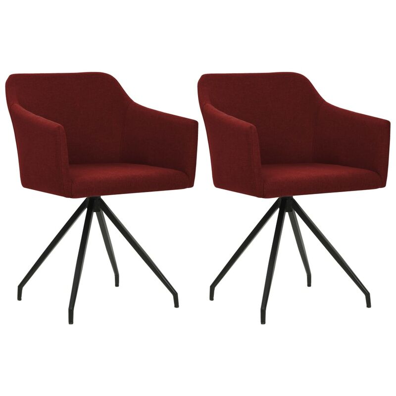 

vidaXL Sillas de comedor giratorias 2 unidades tela rojo vino tinto - Rojo