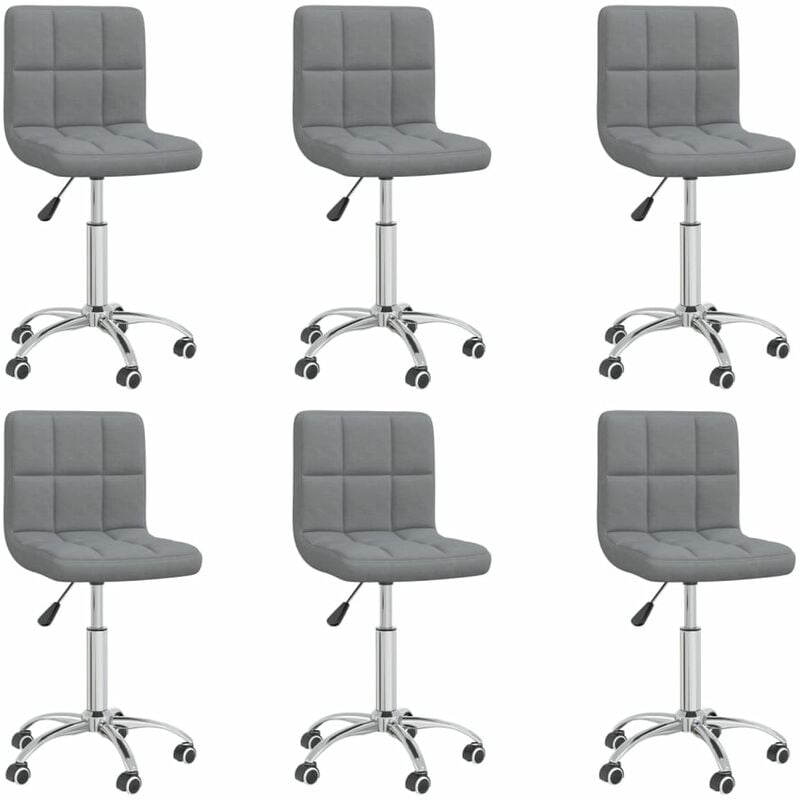 

vidaXL Sillas de comedor giratorias tela gris claro 6 unidades - Gris